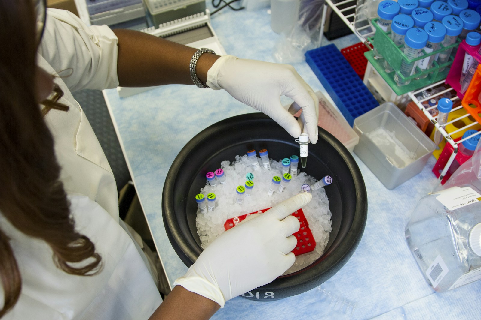 Illustrative photograph of scientific career laboratory researcher.